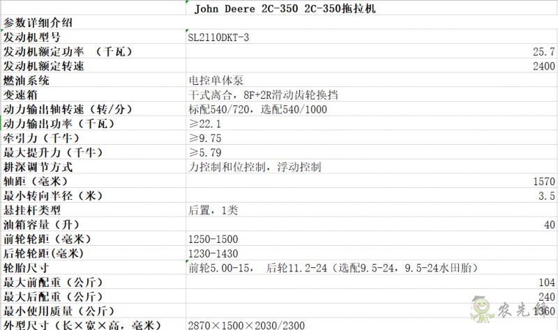 2C-350拖拉機  智能化農(nóng)機設備_約翰迪爾